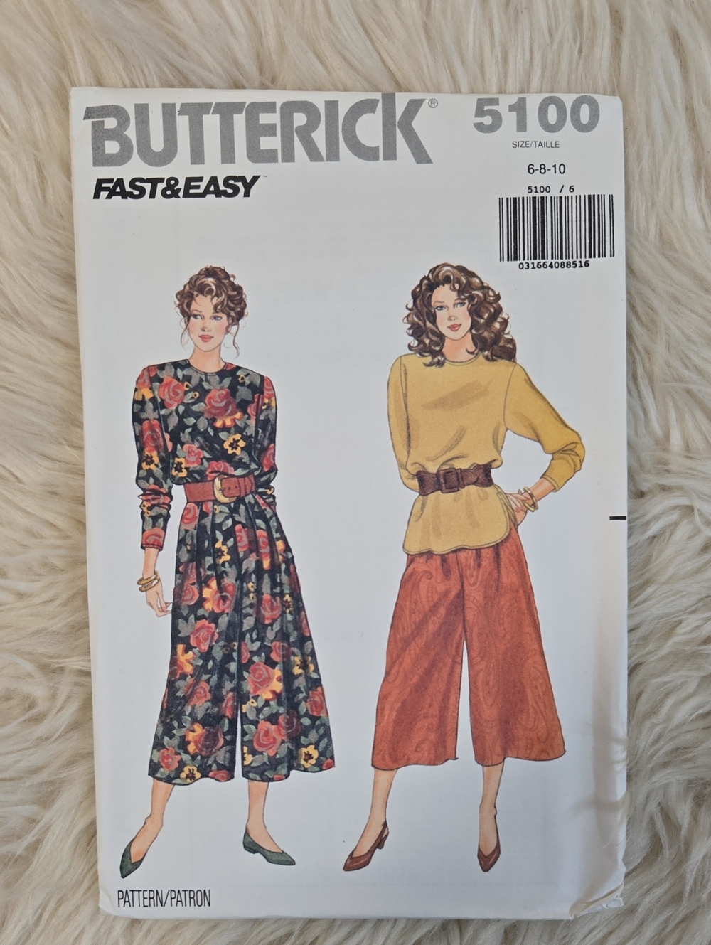 Butterick Vintage Fast & Easy Top & Split Skirt  Sewing Pattern 5100